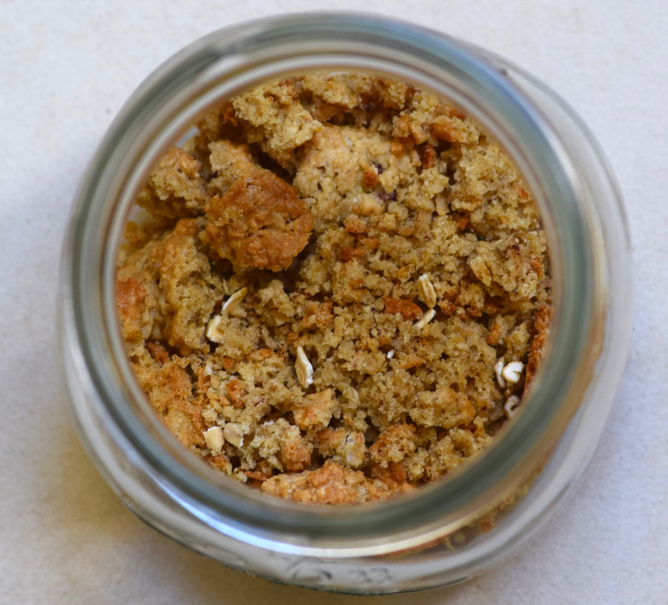 Granola base for cheesecake in a mason jar