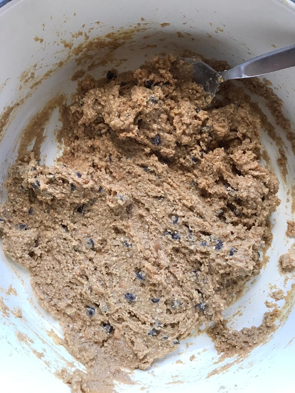Mixing healthy cookie cereal ingredients