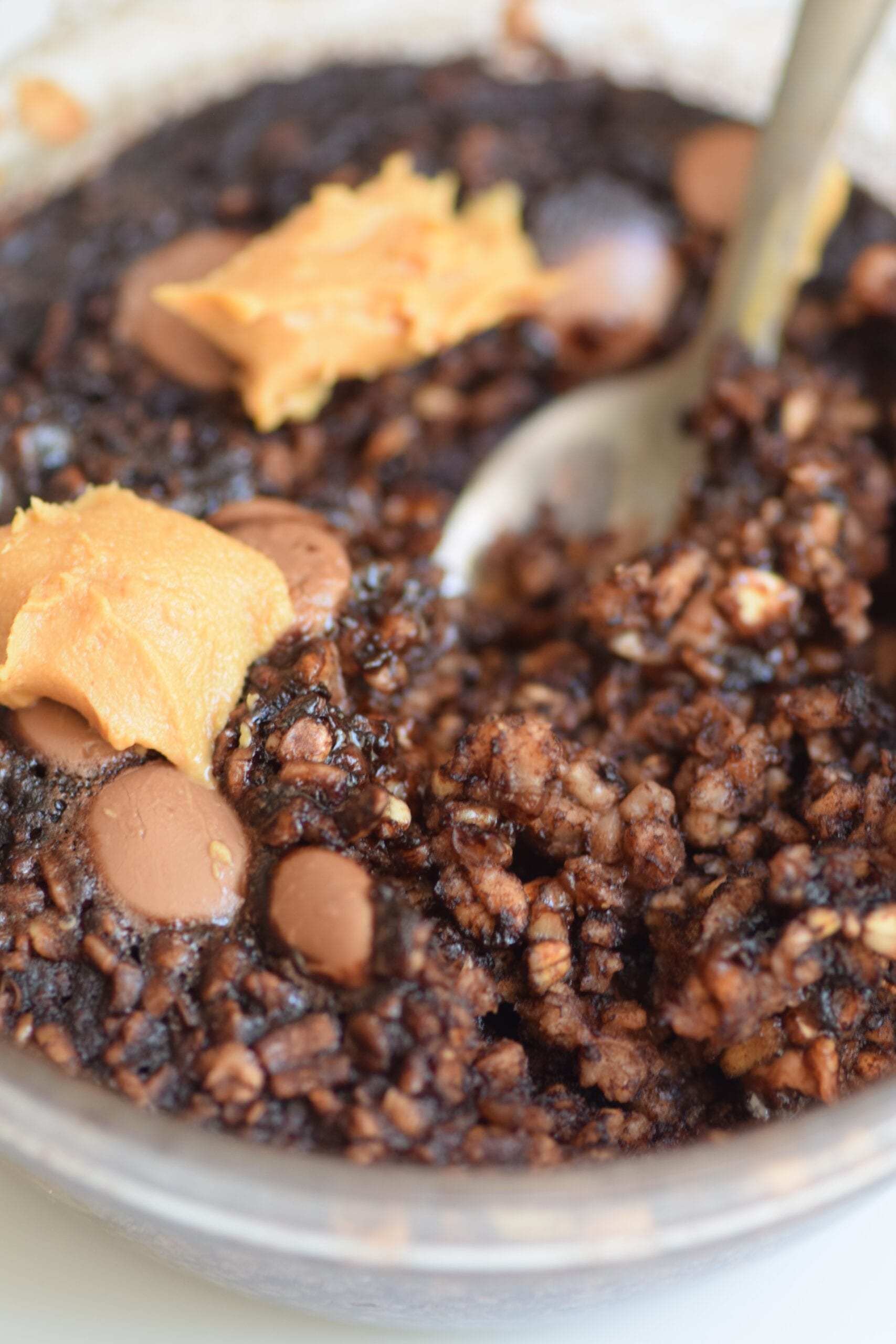 Peanut butter dark chocolate baked oatmeal