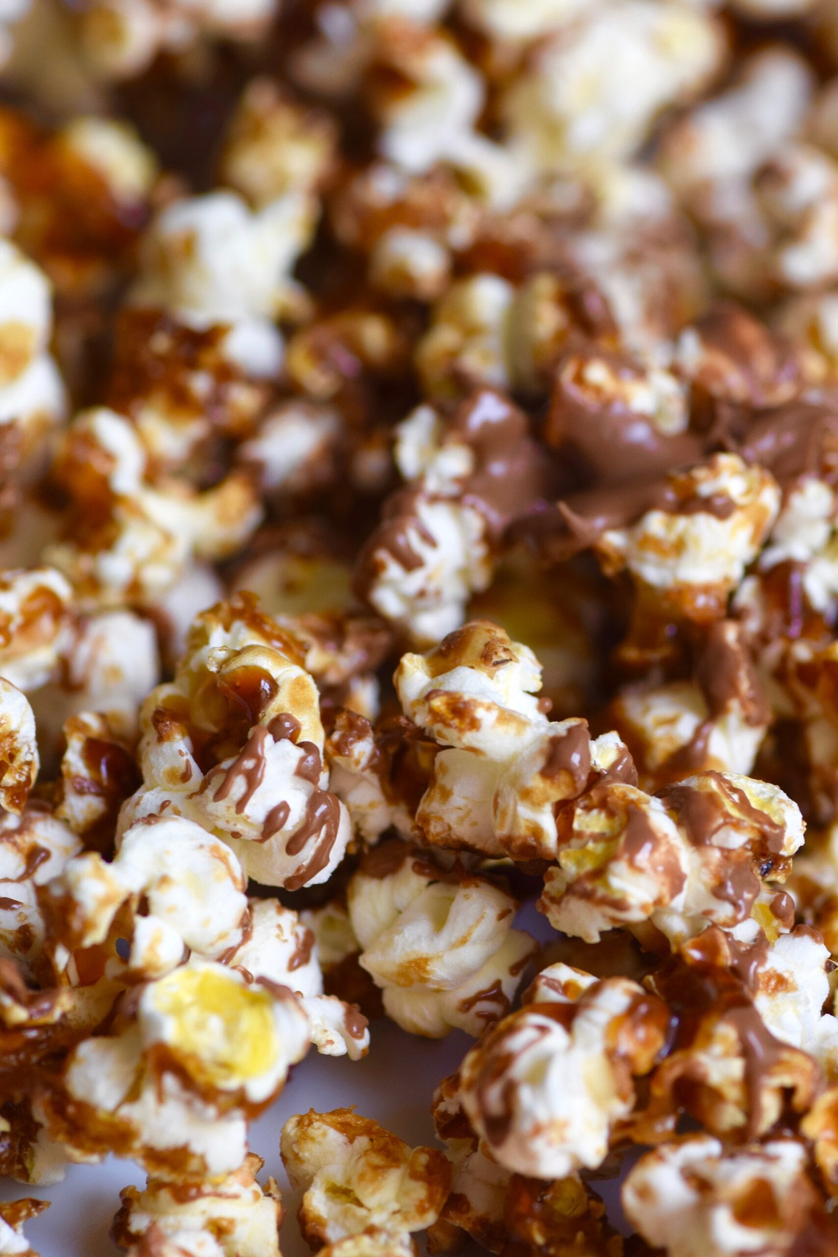 Twix chocolate caramel drizzled popcorn