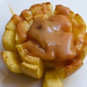 Blooming Apple Stuffed with healthy caramel sauce