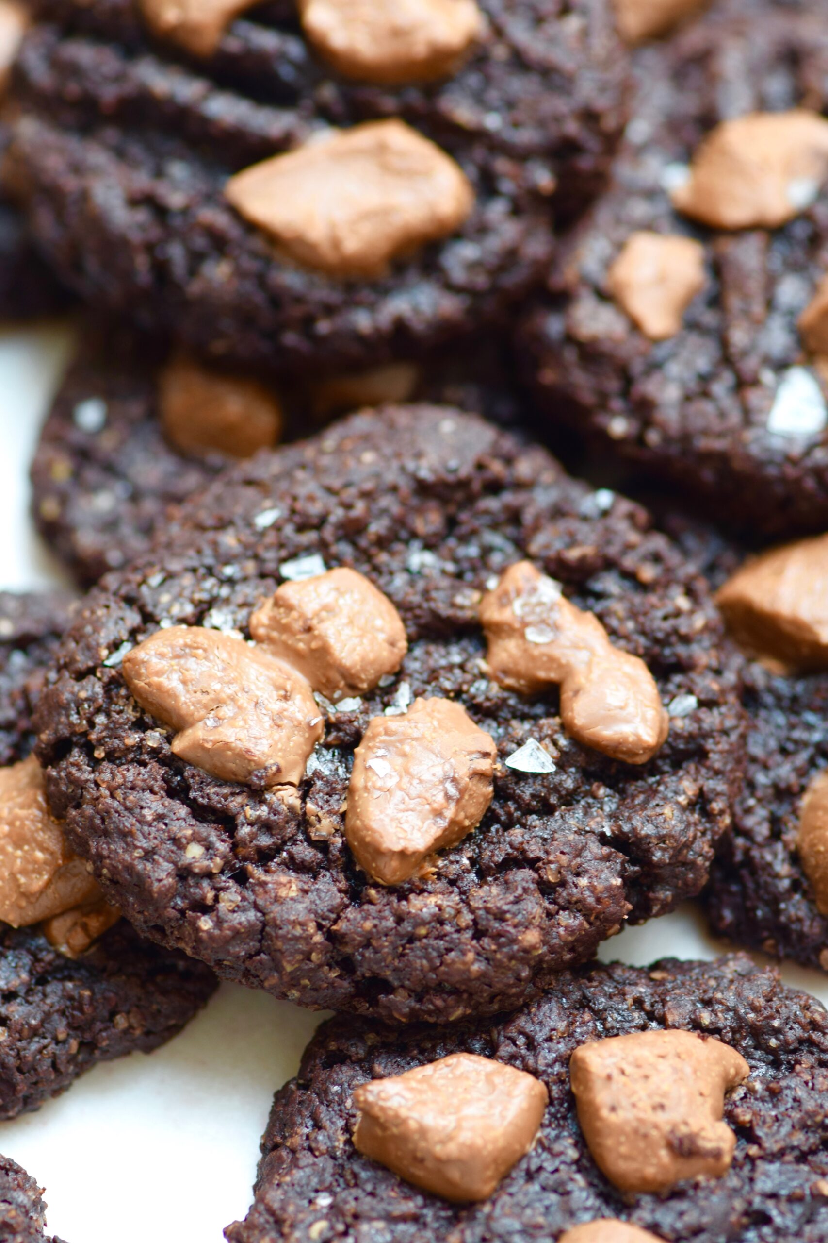 Milk chocolate chip ultimate fudgy chocolate brownie cookies with sea salt