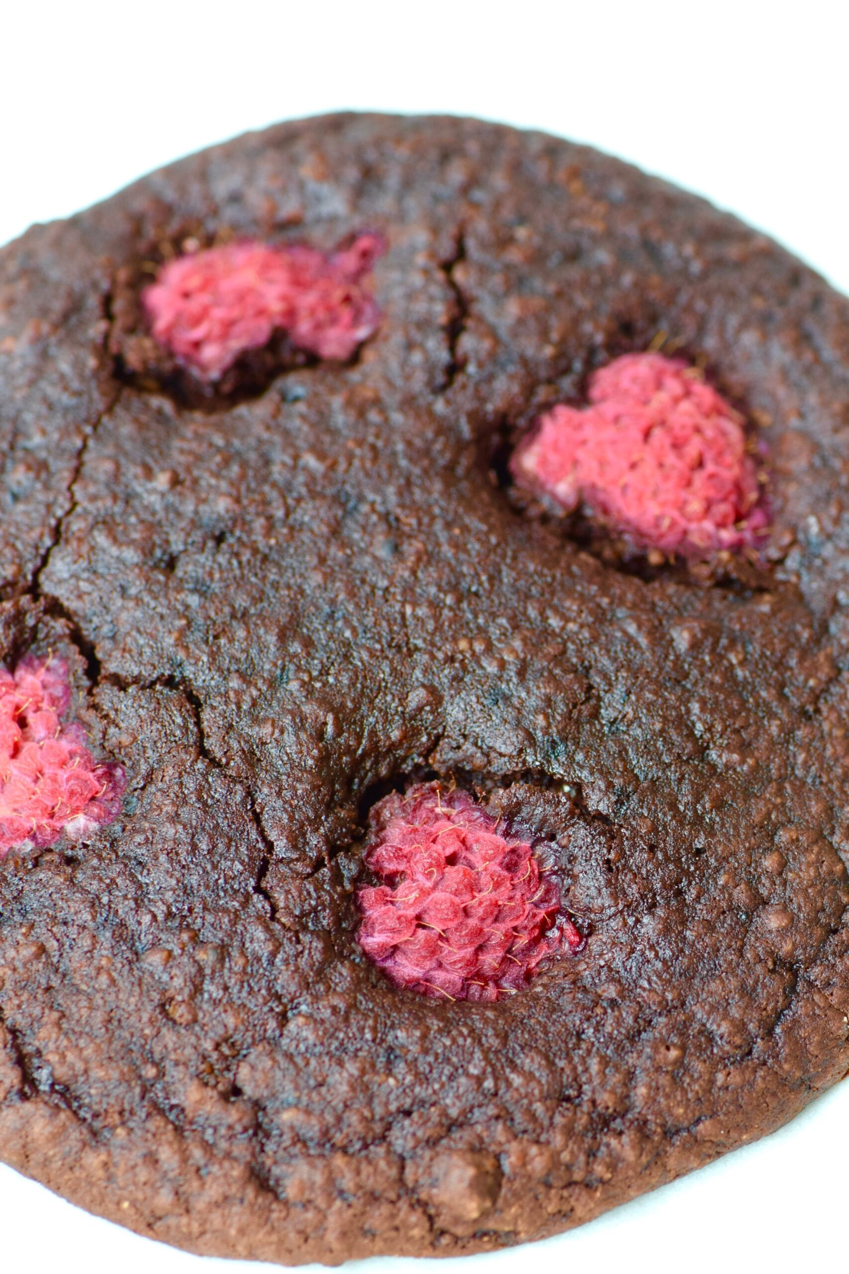 Raspberry chocolate single serving brownie cookie