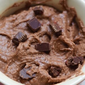 Edible protein brownie batter with chocolate chips