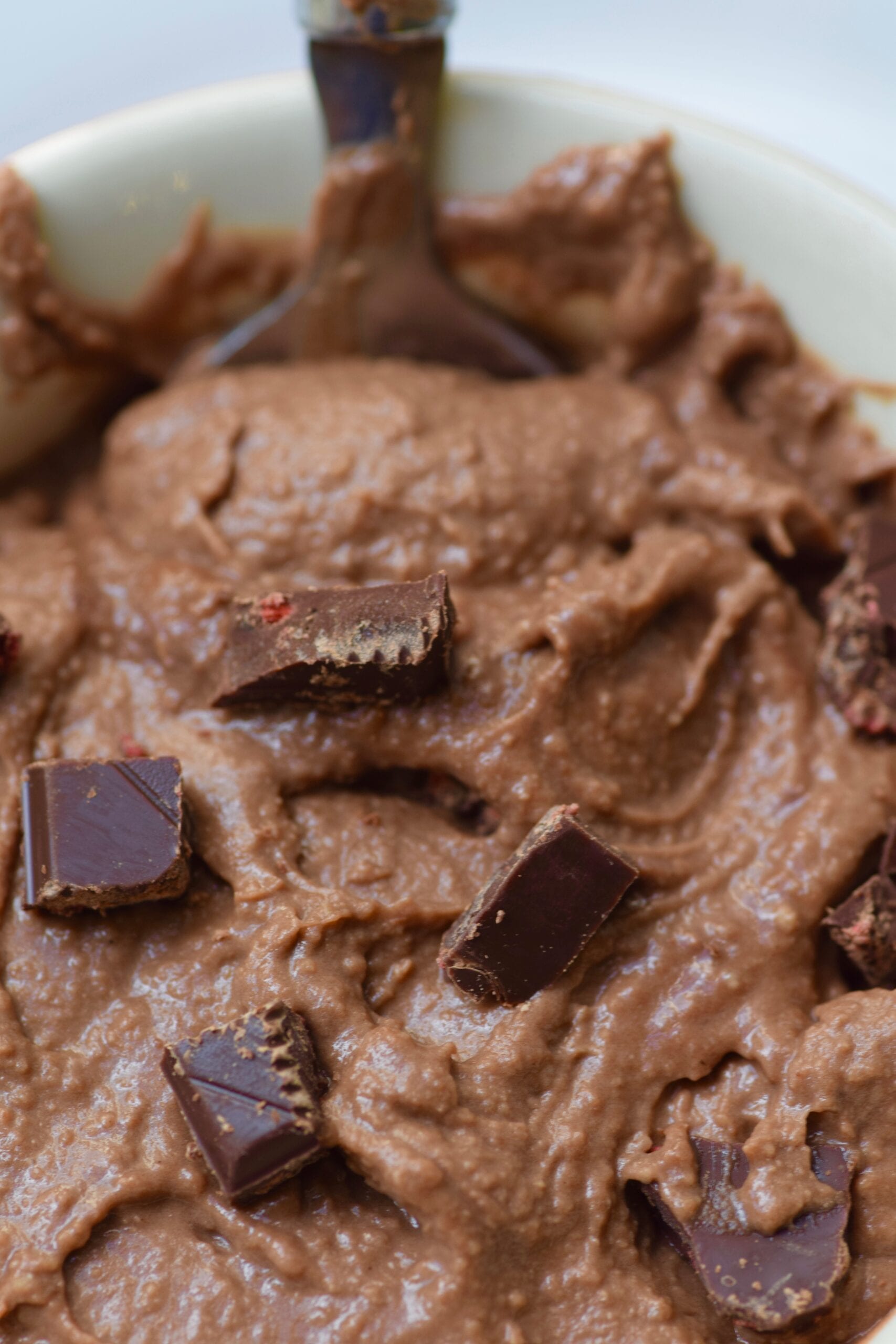 No bake protein brownie batter with chocolate chips