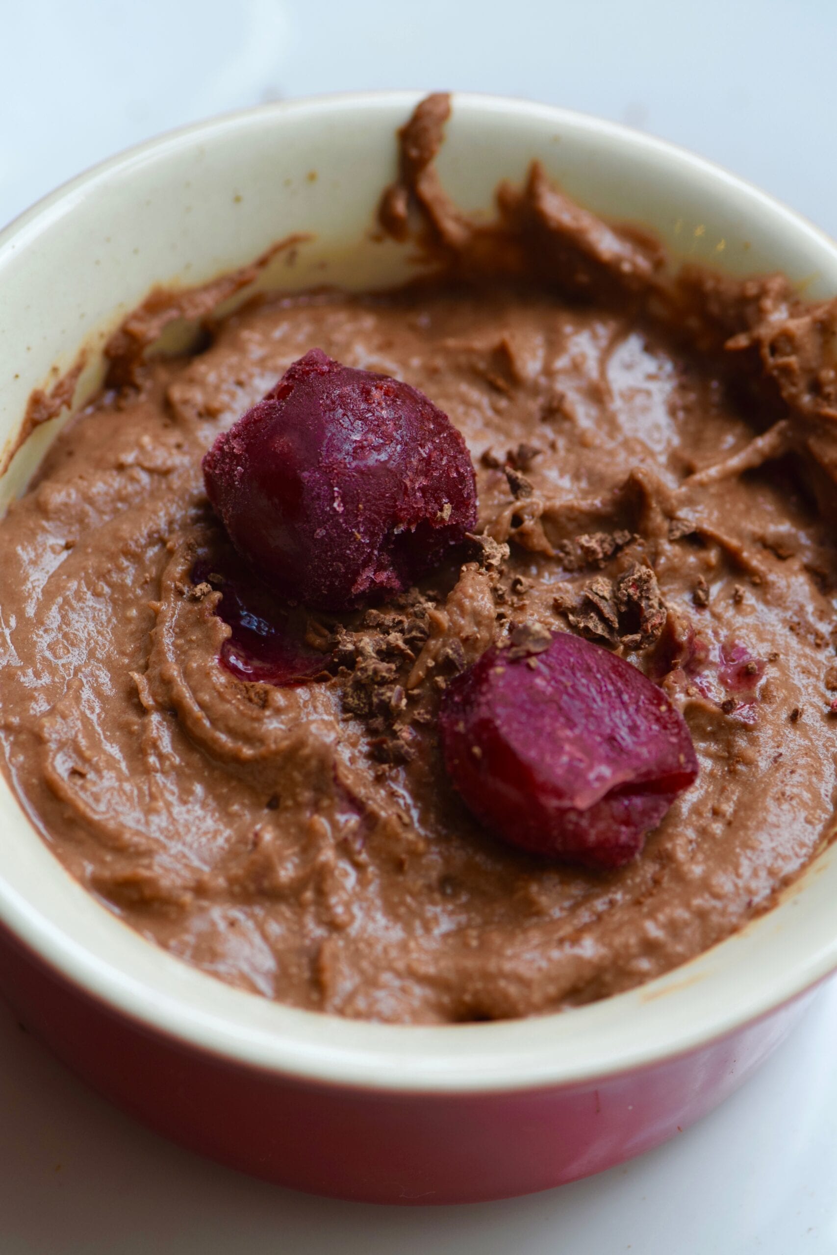 Edible protein brownie batter with cherries 