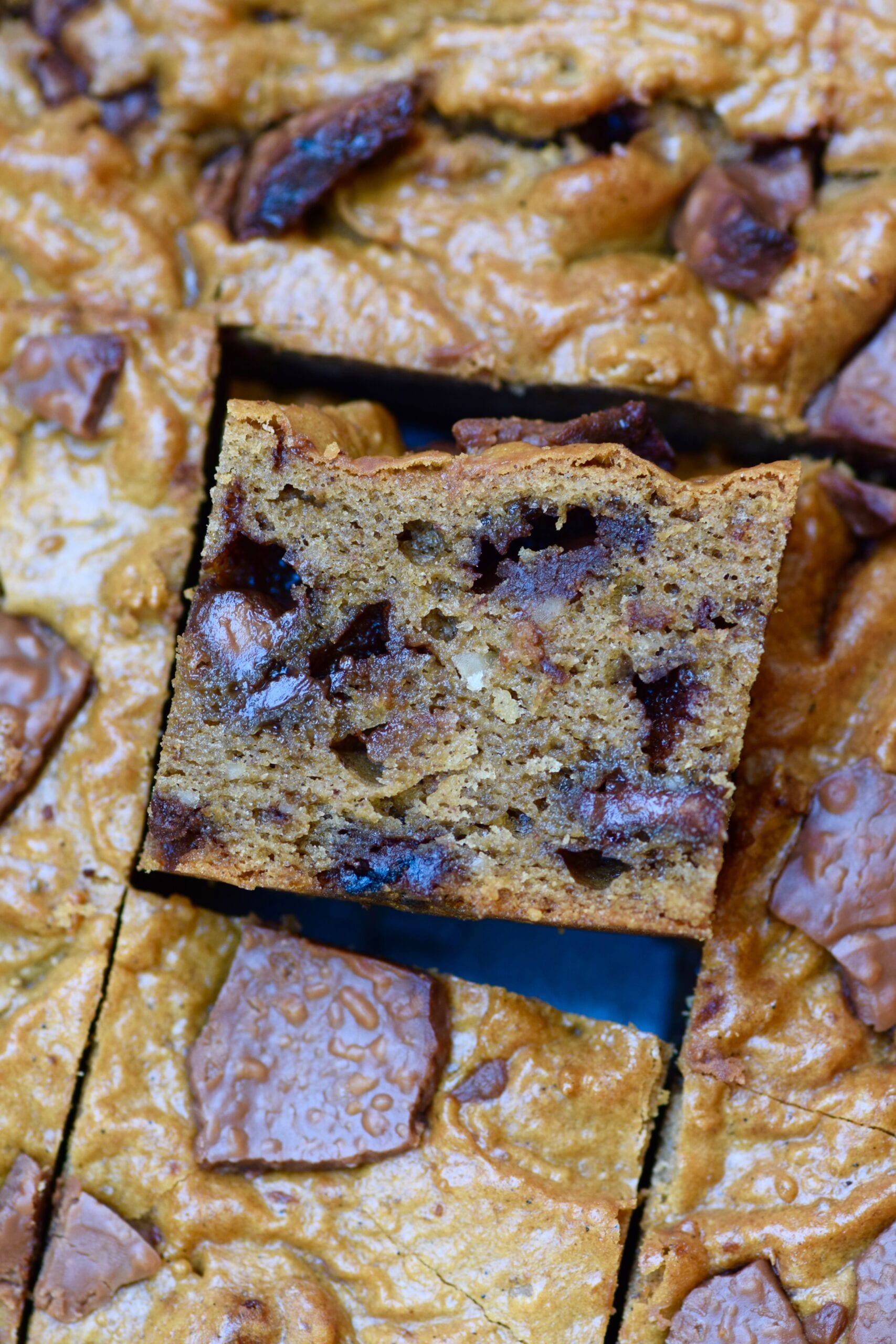 Low Carb Protein Cookie Dough Bread squares sliced up