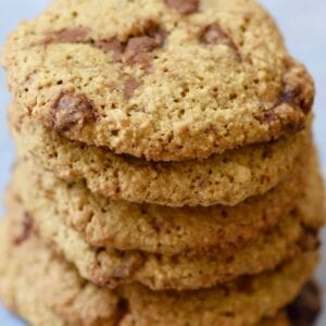 The best chocolate chip cookies in a stack