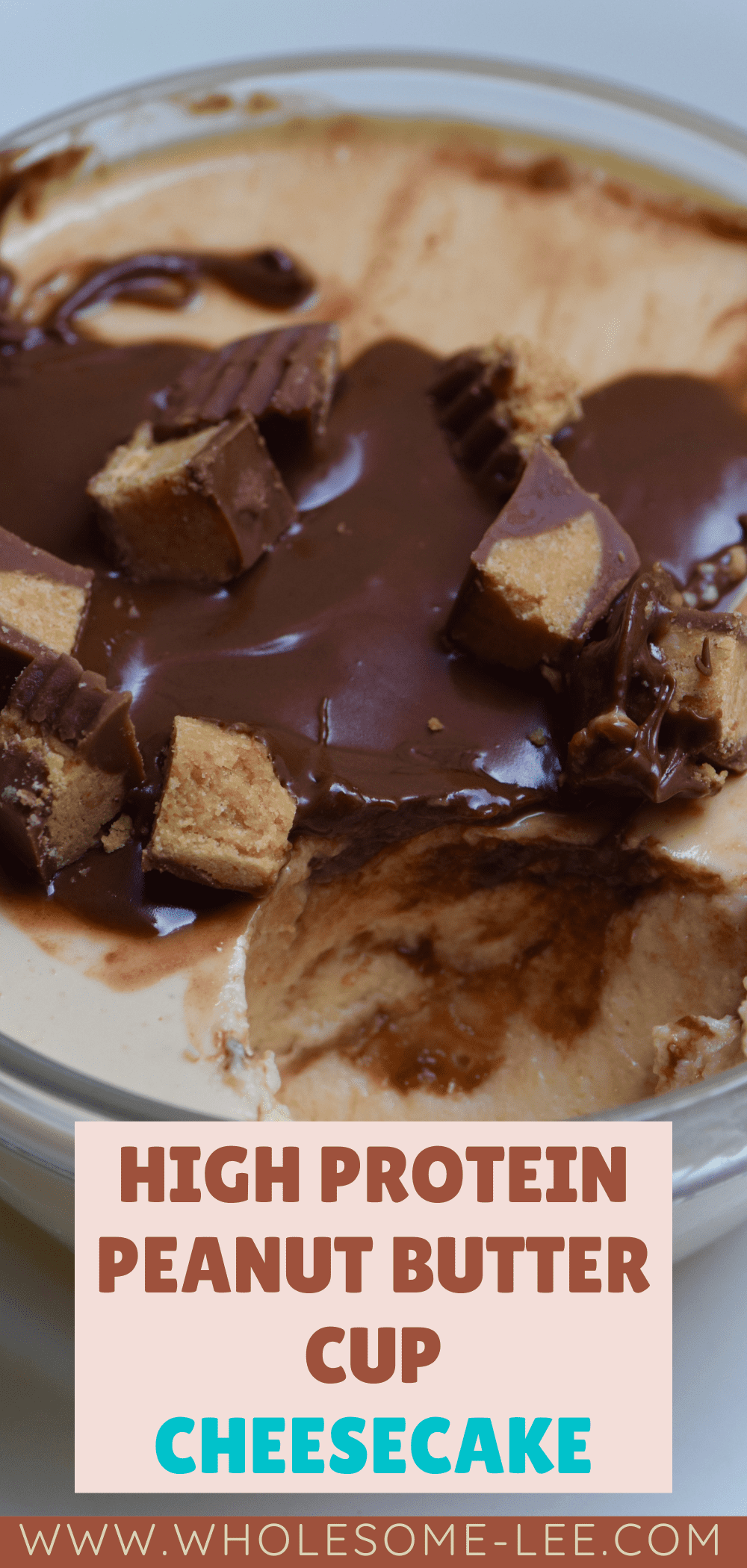 High protein peanut butter cup breakfast cheesecake