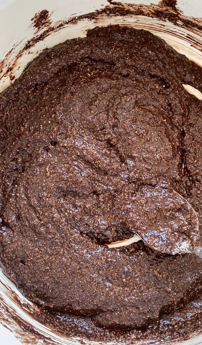 mixing brownie cookie mixture