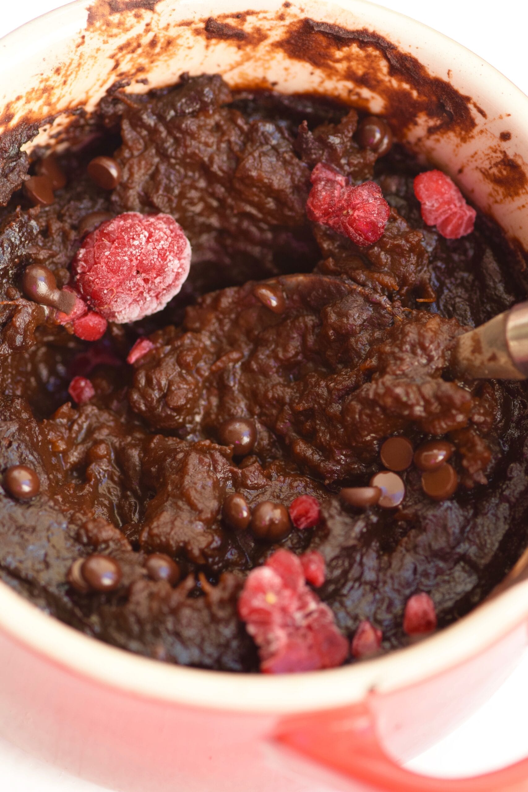 Single serving chocolate pots with raspberries
