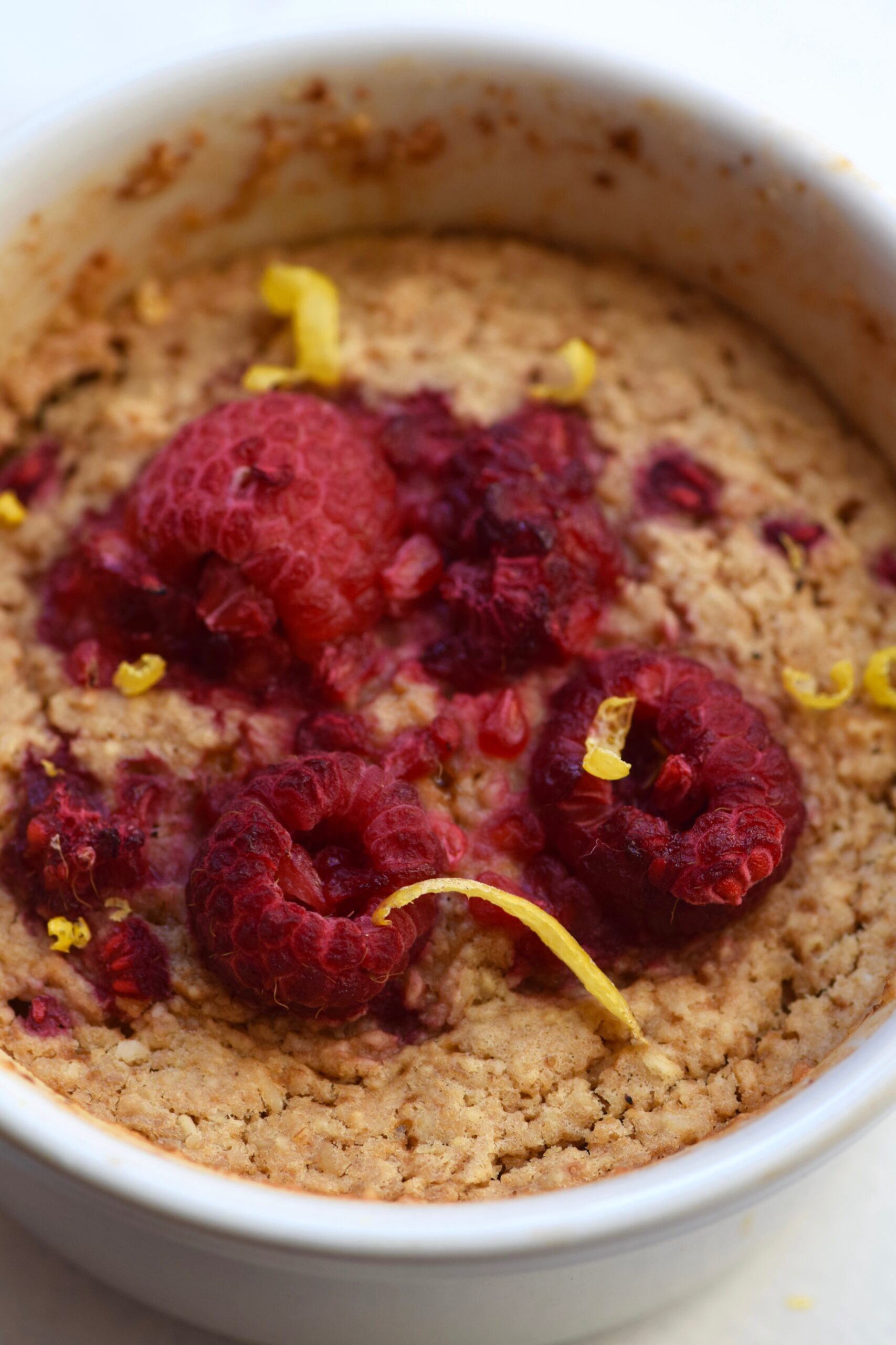 Raspberry lemon mug cake