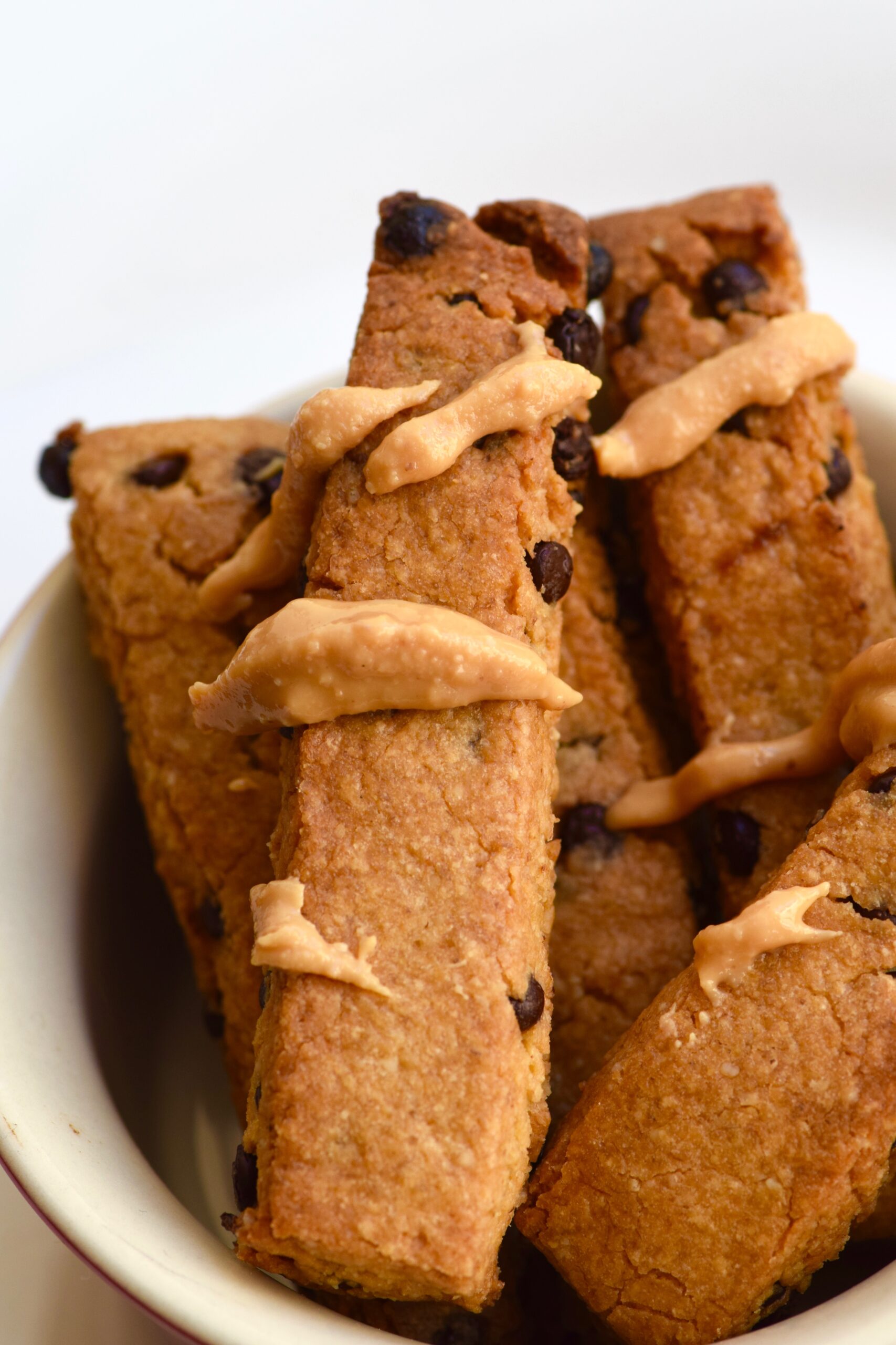 Chocolate chip cookie fries with peanut butter