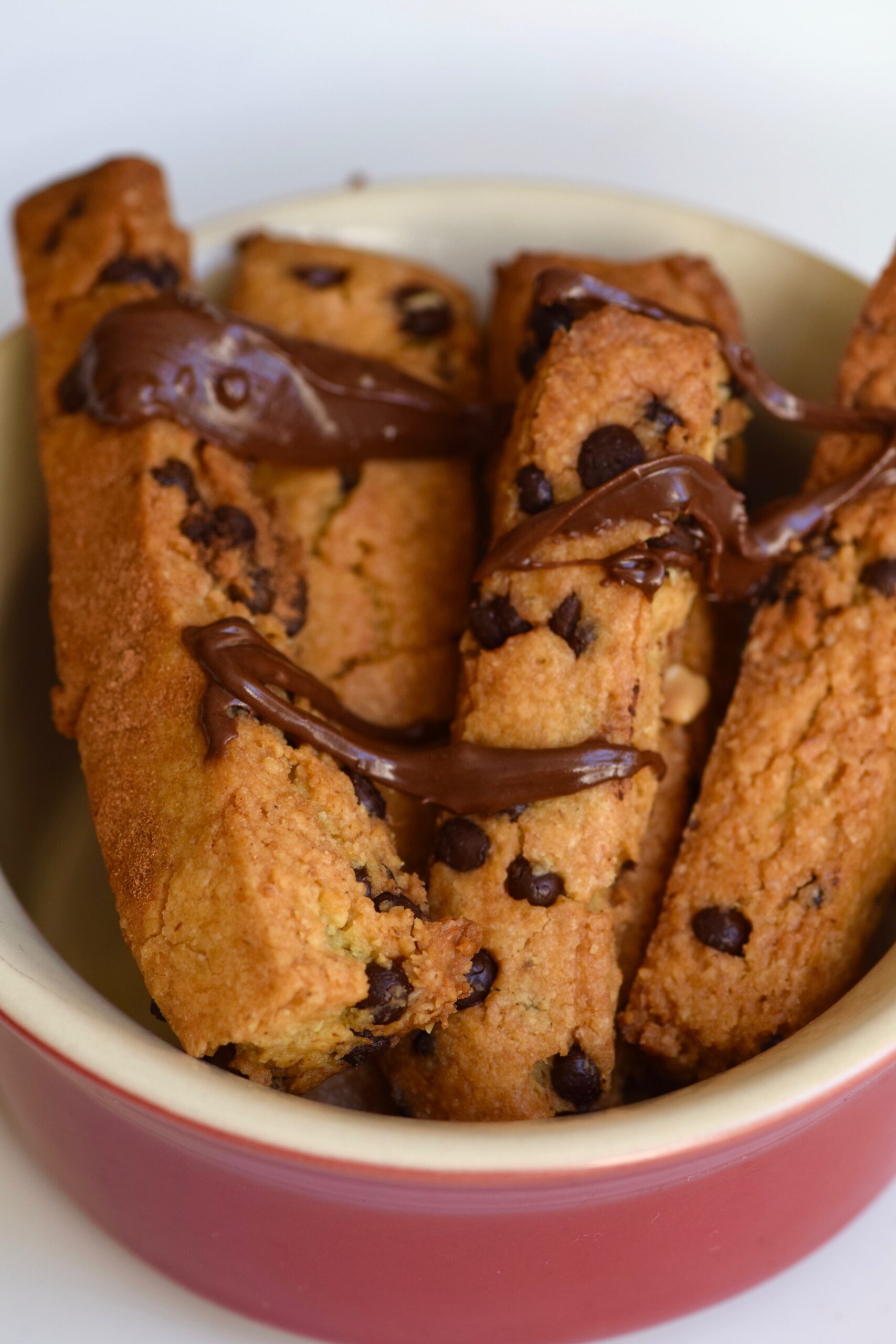 Chocolate chip cookie fries with chocolate sauce