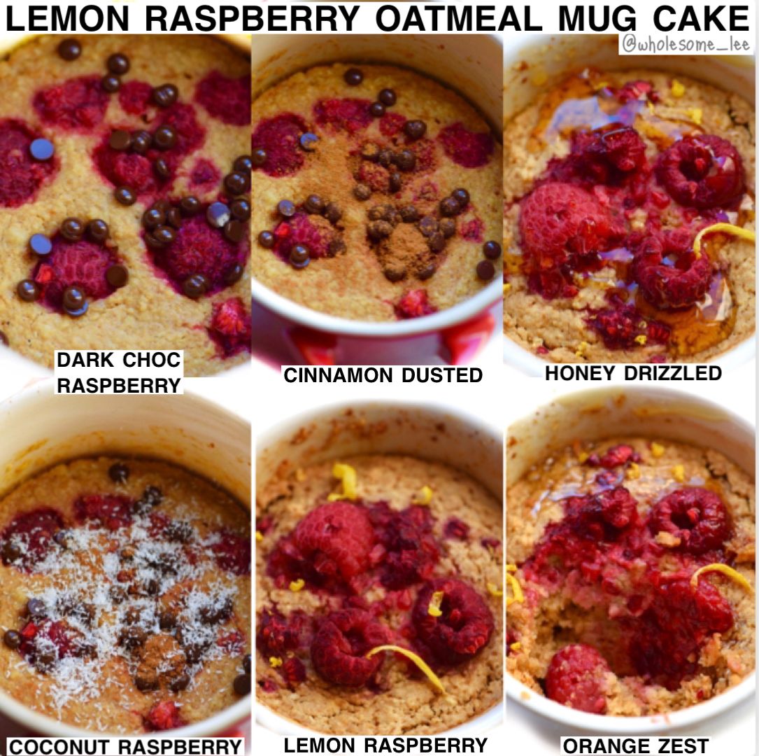 Lemon Raspberry Oatmeal Mug Cake