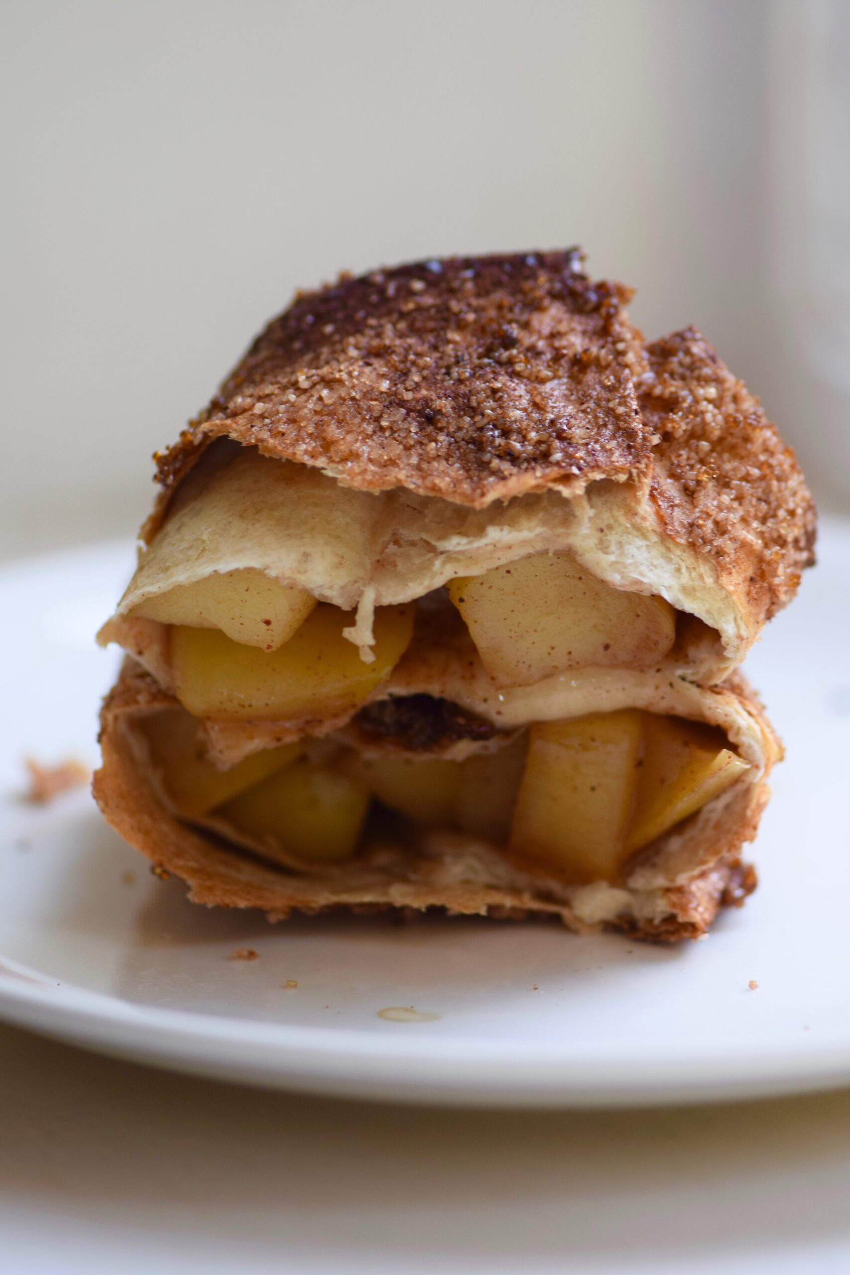 Air fried apple pie on a plate