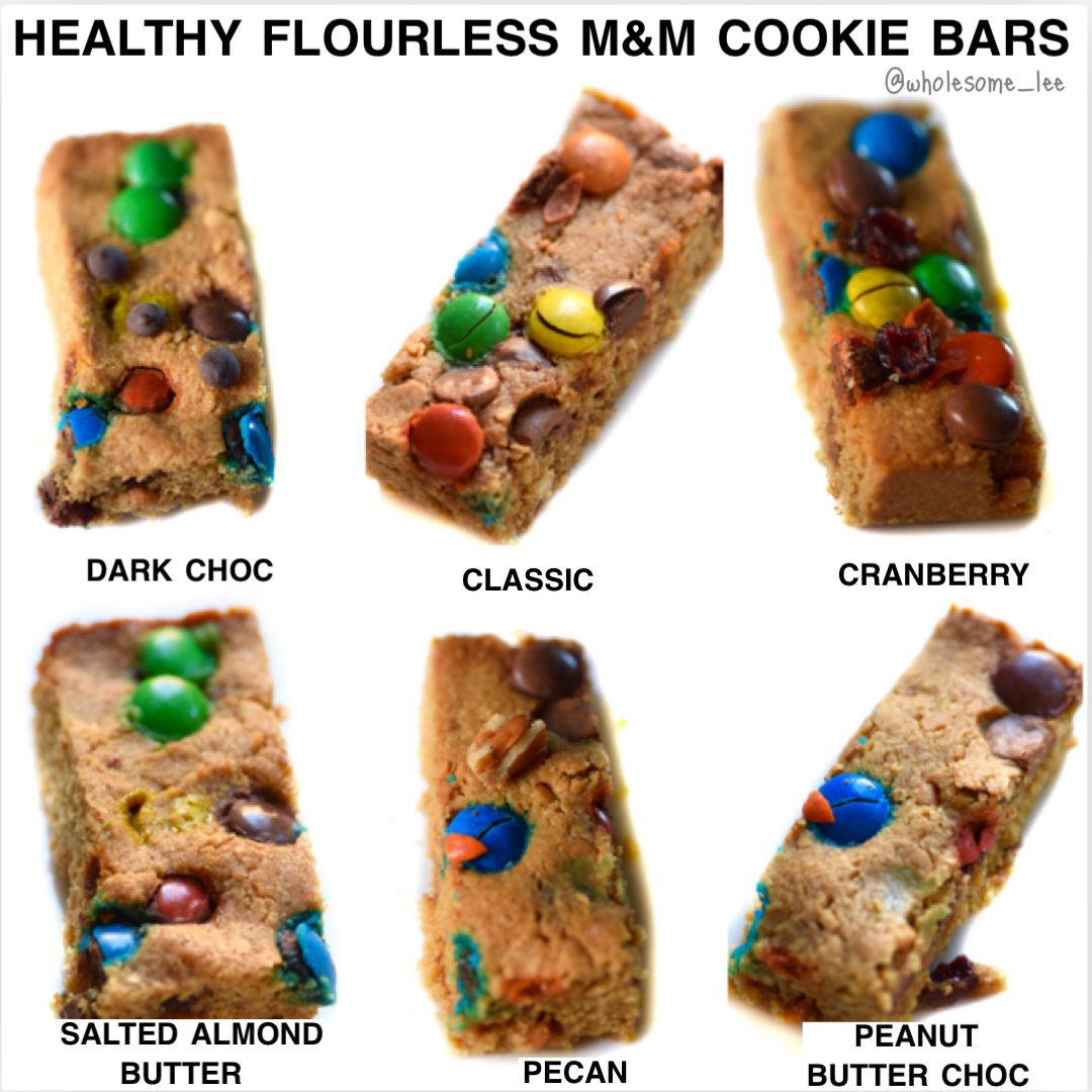 Healthy Flourless M&M Cookie Bars